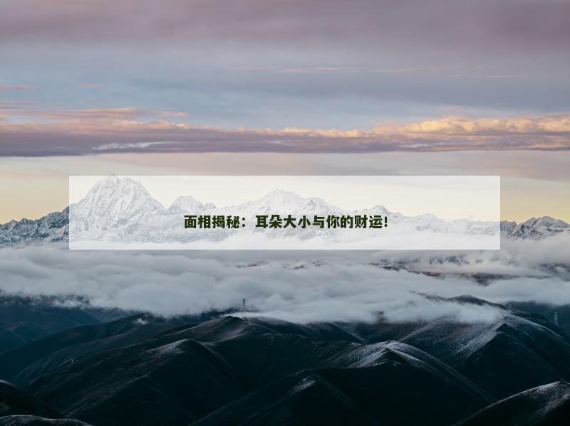 面相揭秘：耳朵大小与你的财运！