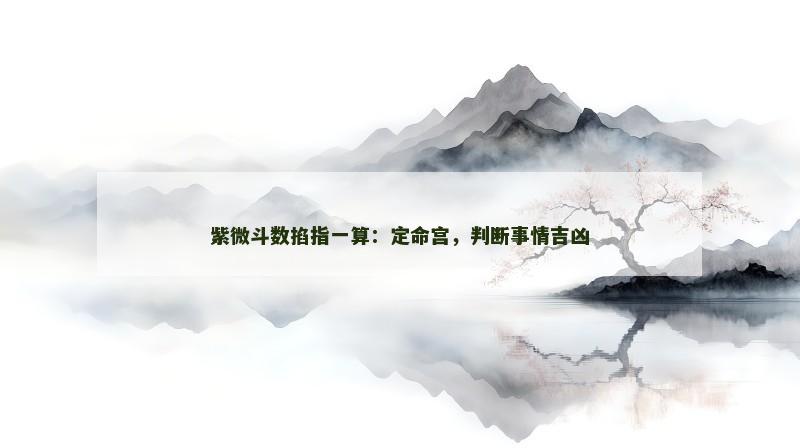 紫微斗数掐指一算：定命宫，判断事情吉凶