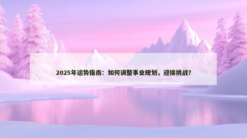 2025年运势指南：如何调整事业规划，迎接挑战？