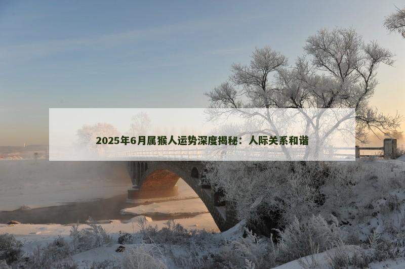 2025年6月属猴人运势深度揭秘：人际关系和谐