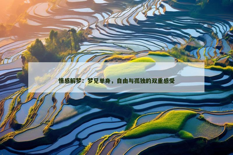 情感解梦:梦见单身,自由与孤独的双重感受 情感解梦:梦见单身,自由与孤独的双重感受