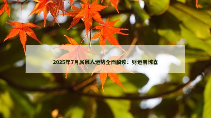 2025年7月属鼠人运势全面解读：财运有惊喜