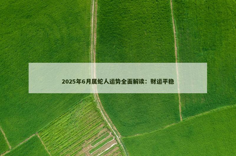 2025年6月属蛇人运势全面解读：财运平稳
