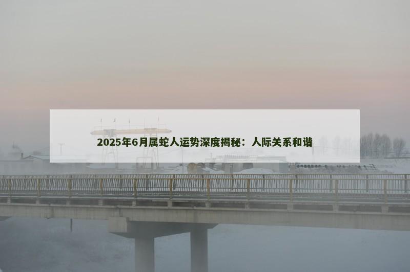 2025年6月属蛇人运势深度揭秘：人际关系和谐