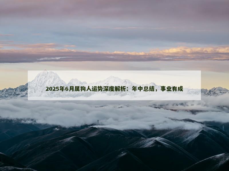 2025年6月属狗人运势深度解析：年中总结，事业有成