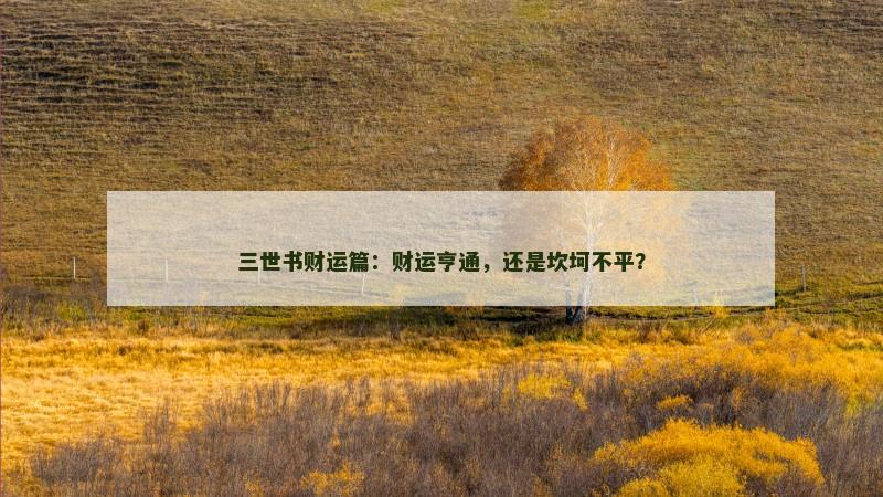 三世书财运篇：财运亨通，还是坎坷不平？