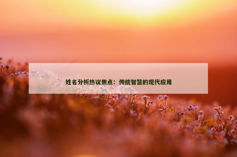 姓名分析热议焦点：传统智慧的现代应用