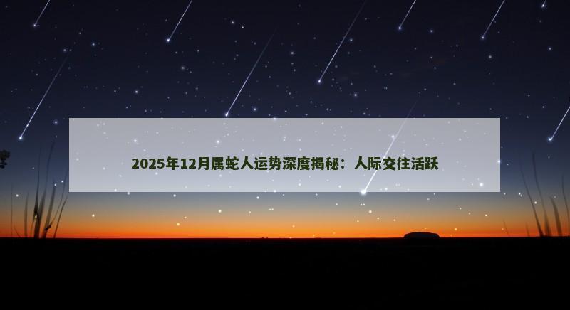 2025年12月属蛇人运势深度揭秘：人际交往活跃