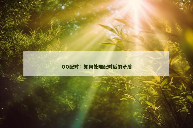 QQ配对：如何处理配对后的矛盾