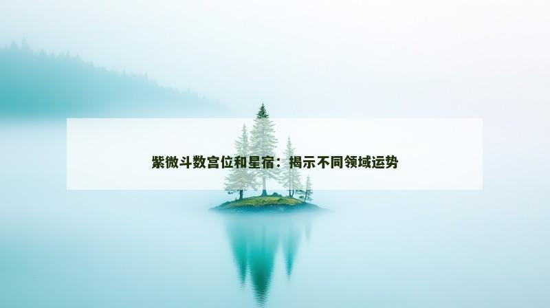 紫微斗数宫位和星宿：揭示不同领域运势