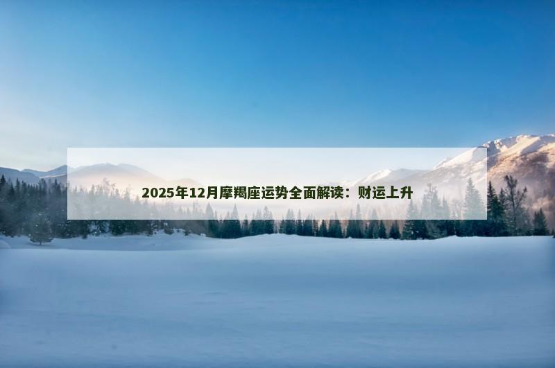2025年12月摩羯座运势全面解读：财运上升