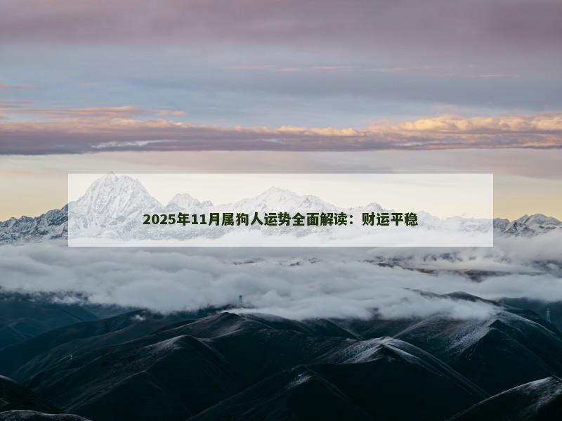 2025年11月属狗人运势全面解读：财运平稳