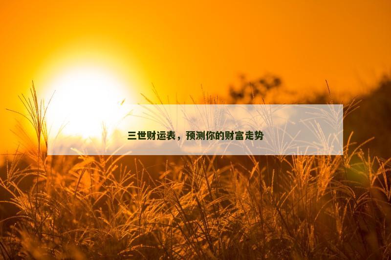 三世财运表，预测你的财富走势