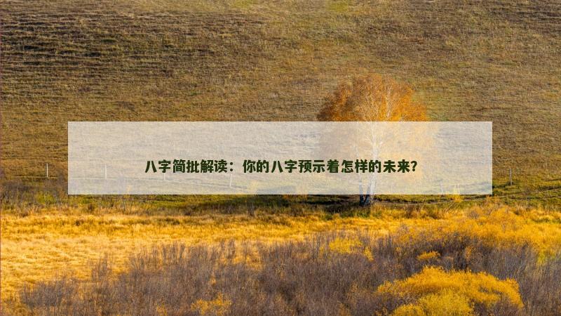 八字简批解读：你的八字预示着怎样的未来？