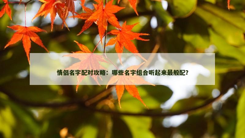 情侣名字配对攻略：哪些名字组合听起来最般配？