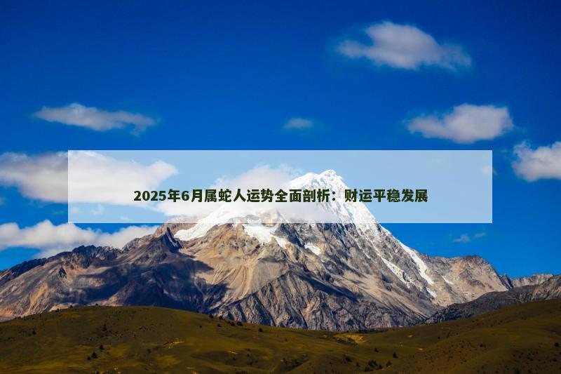 2025年6月属蛇人运势全面剖析：财运平稳发展