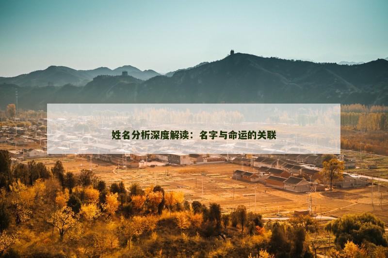姓名分析深度解读：名字与命运的关联