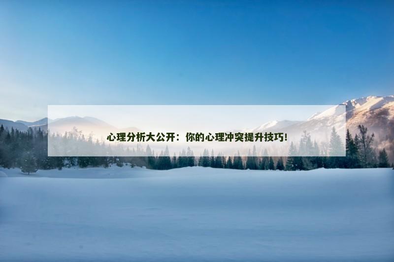 心理分析大公开：你的心理冲突提升技巧！