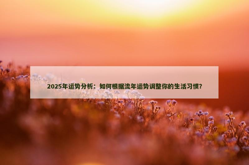 2025年运势分析：如何根据流年运势调整你的生活习惯？