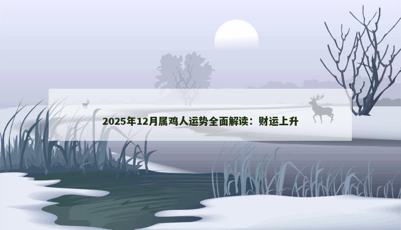 2025年12月属鸡人运势全面解读：财运上升