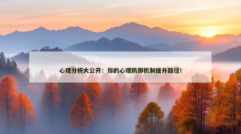 心理分析大公开：你的心理防御机制提升路径！