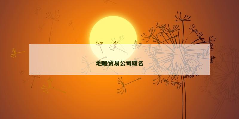 地暖贸易公司取名