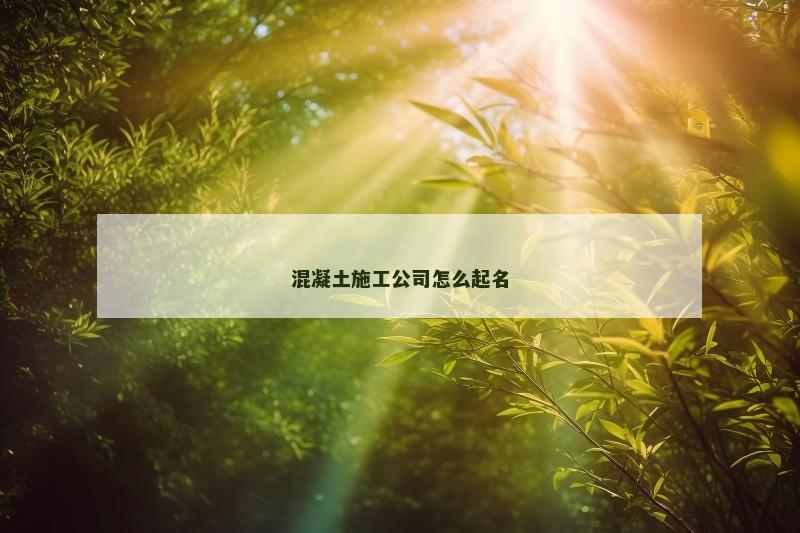 混凝土施工公司怎么起名