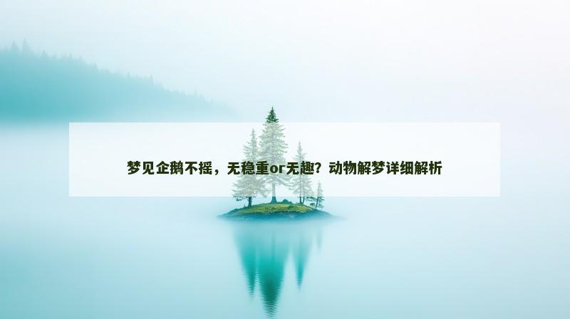 梦见企鹅不摇，无稳重or无趣？动物解梦详细解析
