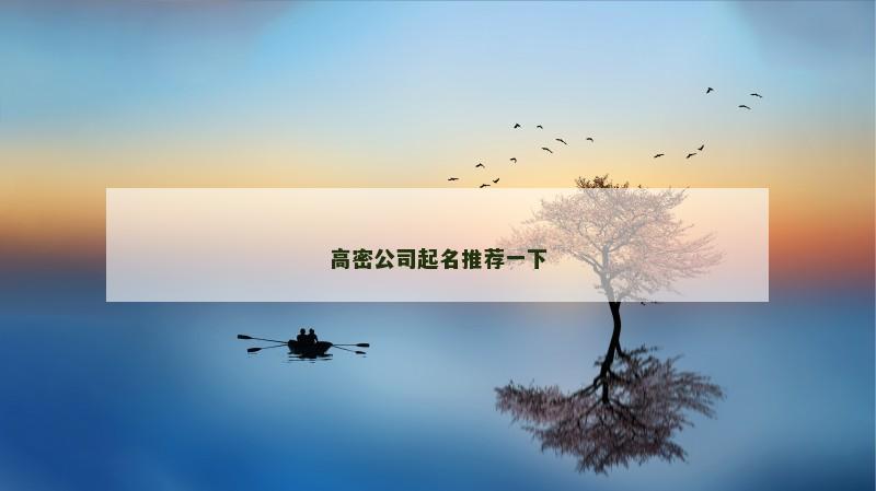 高密公司起名推荐一下