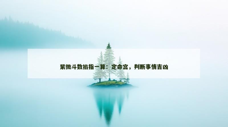 紫微斗数掐指一算：定命宫，判断事情吉凶