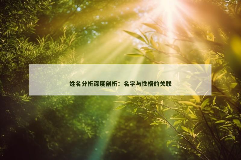 姓名分析深度剖析：名字与性格的关联